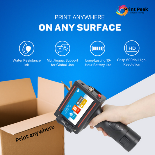 PrintPeak Handheld Inkjet Printer for Multi-Surface Printing